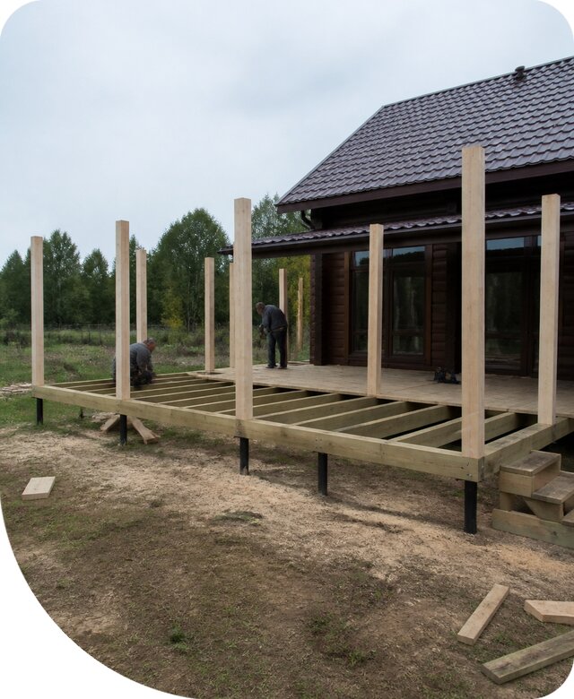 Строительство веранды на сваях под ключ для дома в Кирове-Чепецке